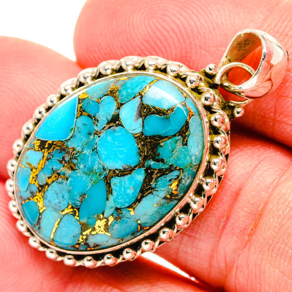 Blue Copper Composite Turquoise Pendants handcrafted by Ana Silver Co - PD27839