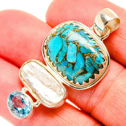 Blue Copper Composite Turquoise Pendants handcrafted by Ana Silver Co - PD27841