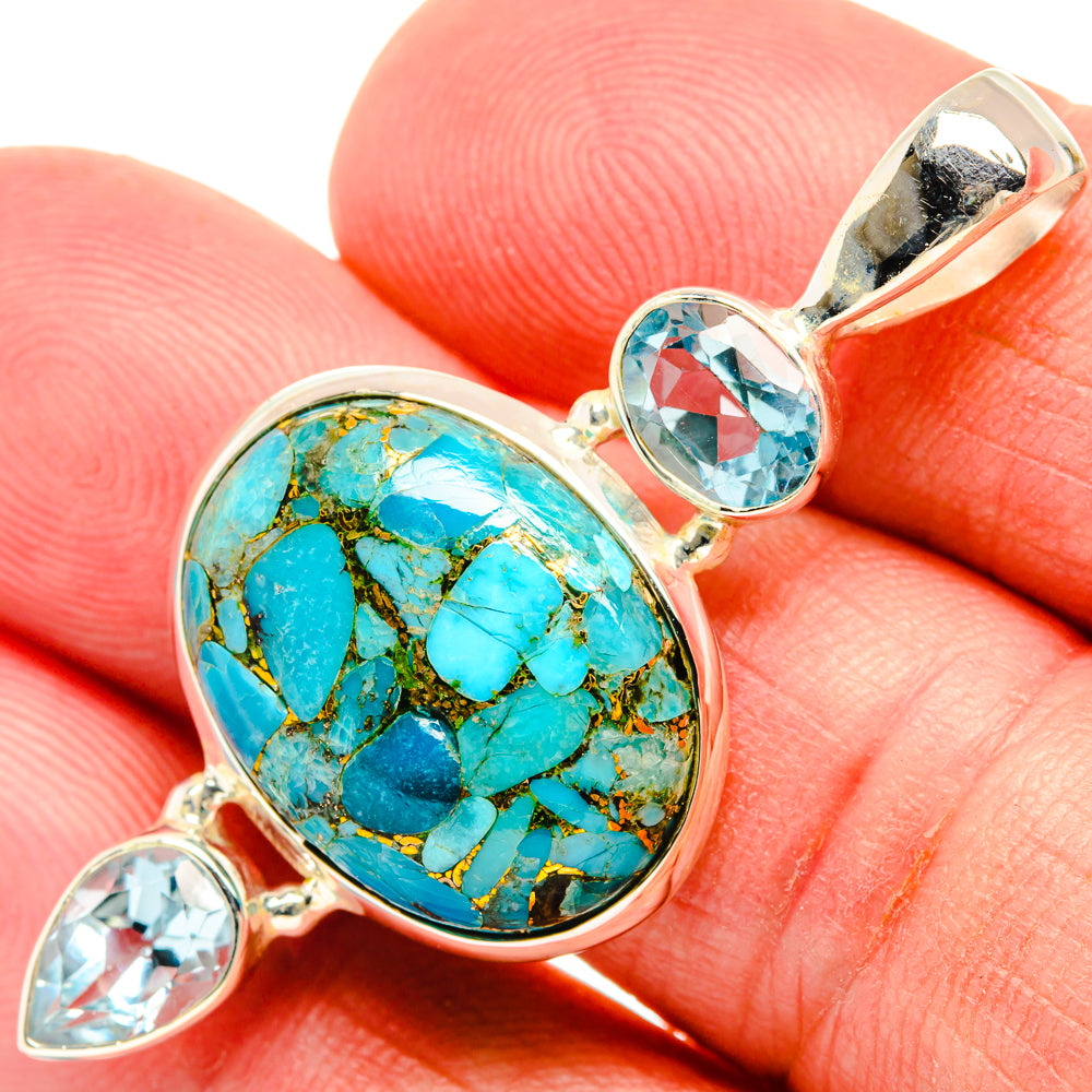 Blue Copper Composite Turquoise Pendants handcrafted by Ana Silver Co - PD27842