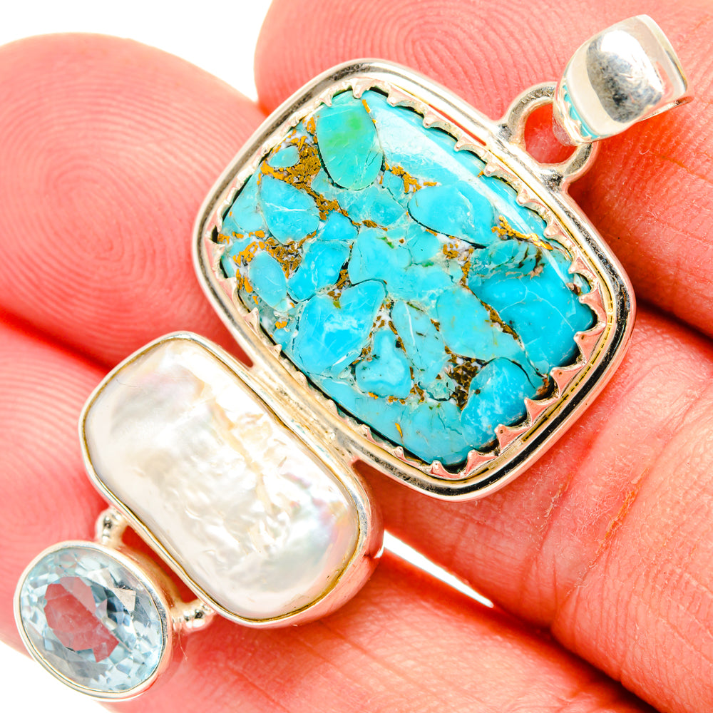 Blue Copper Composite Turquoise Pendants handcrafted by Ana Silver Co - PD27843