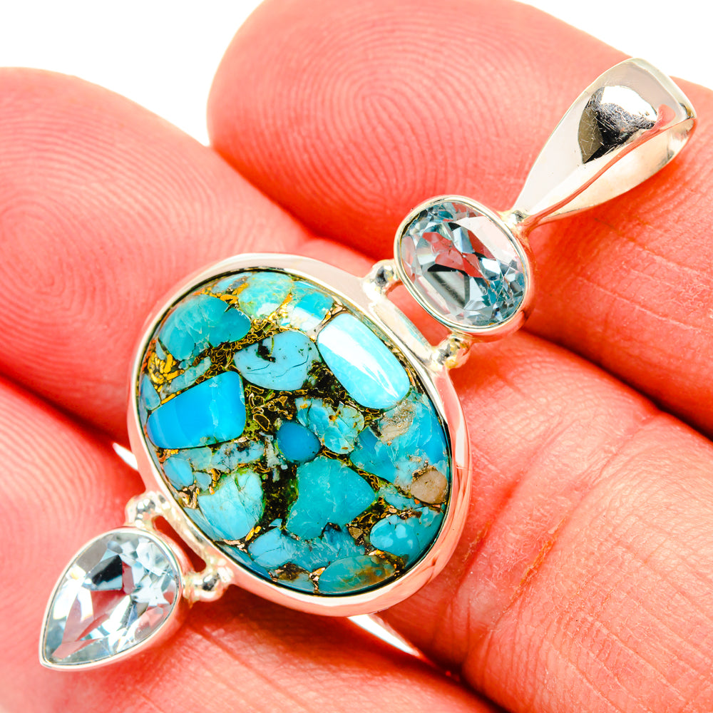 Blue Copper Composite Turquoise Pendants handcrafted by Ana Silver Co - PD27844