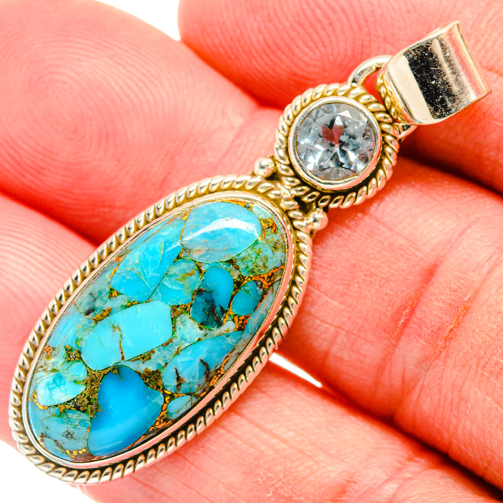 Blue Copper Composite Turquoise Pendants handcrafted by Ana Silver Co - PD27846