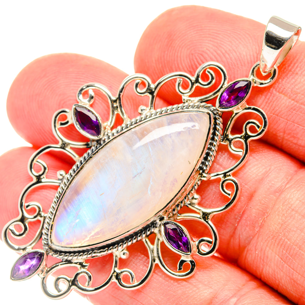 Rainbow Moonstone Pendants handcrafted by Ana Silver Co - PD27916