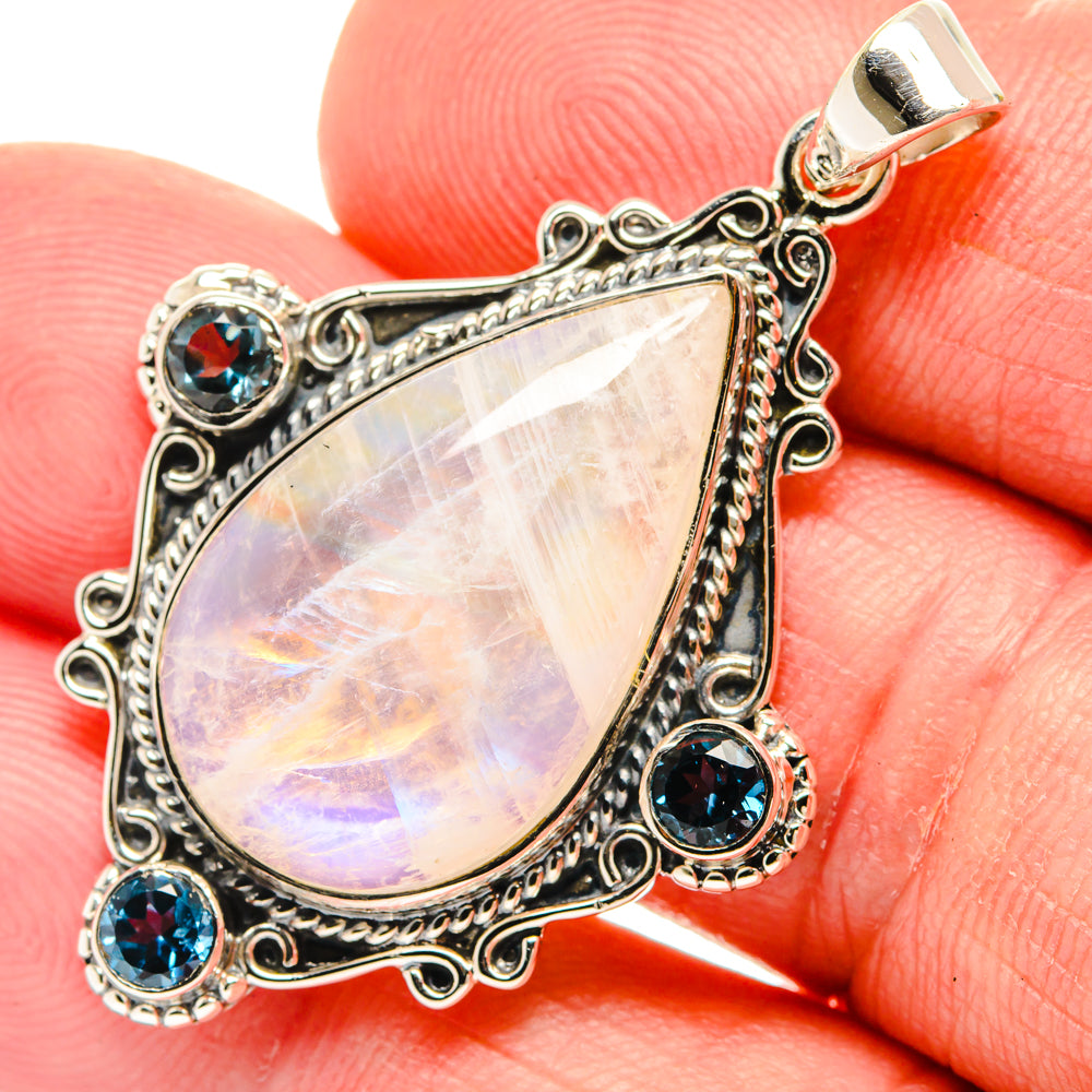 Rainbow Moonstone Pendants handcrafted by Ana Silver Co - PD27929