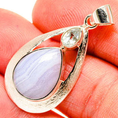 Blue Lace Agate Pendants handcrafted by Ana Silver Co - PD27979