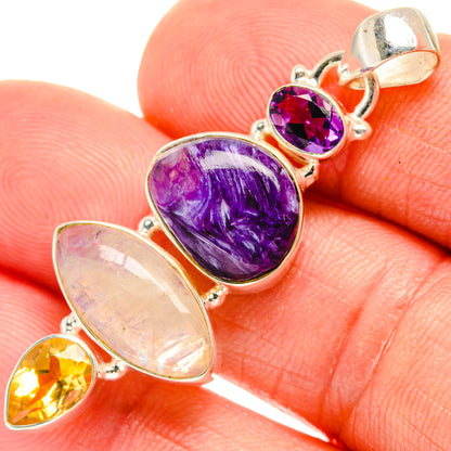 Rainbow Moonstone Pendants handcrafted by Ana Silver Co - PD28125
