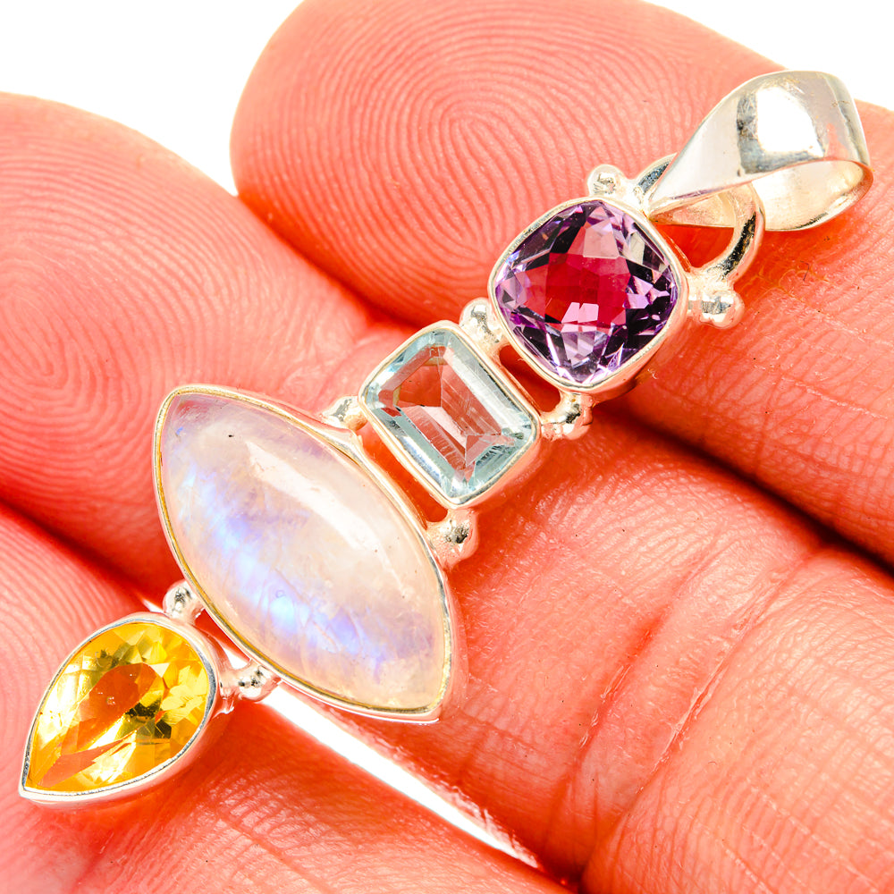 Rainbow Moonstone Pendants handcrafted by Ana Silver Co - PD28133