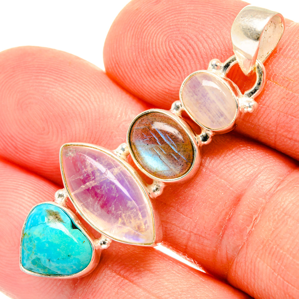 Rainbow Moonstone Pendants handcrafted by Ana Silver Co - PD28369