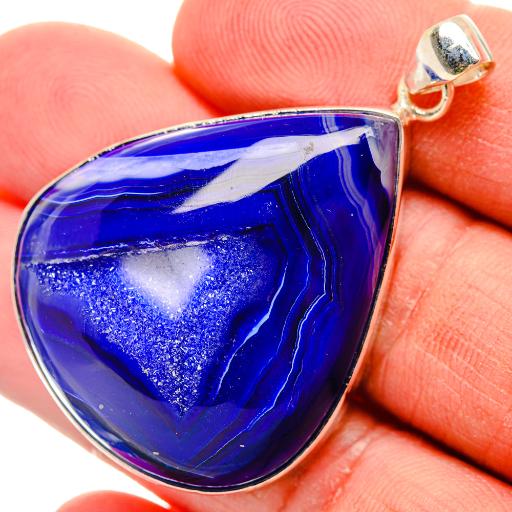 Blue Botswana Agate Pendants handcrafted by Ana Silver Co - PD28402