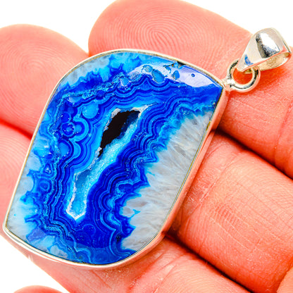 Blue Window Agate Pendants handcrafted by Ana Silver Co - PD28412