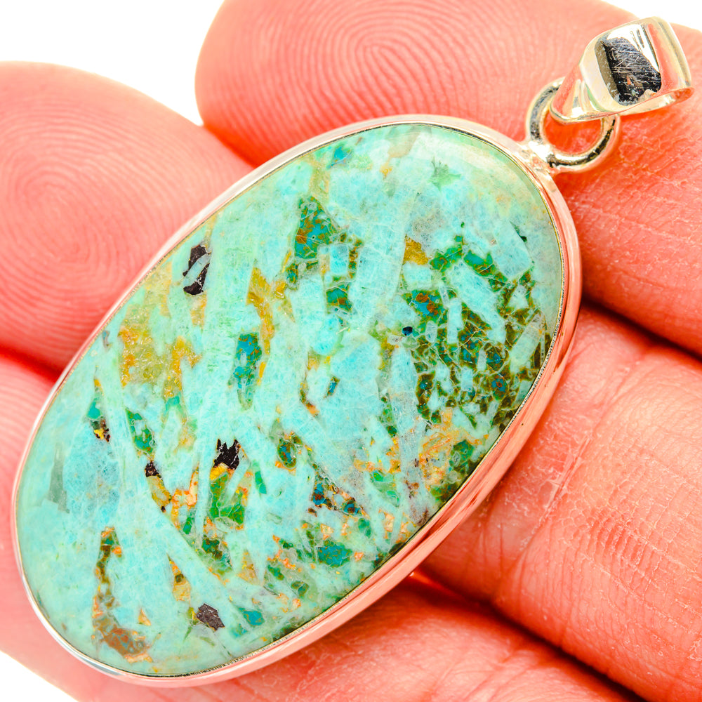 Peruvian Chrysocolla Pendants handcrafted by Ana Silver Co - PD28422