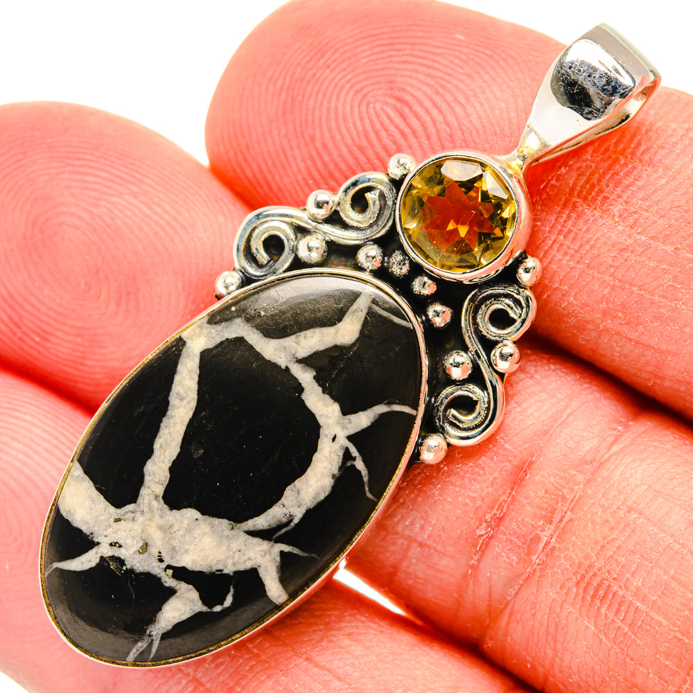 Septarian Geode, Citrine Pendants handcrafted by Ana Silver Co - PD28425
