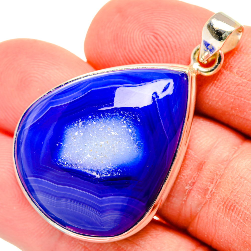 Blue Botswana Agate Pendants handcrafted by Ana Silver Co - PD28427