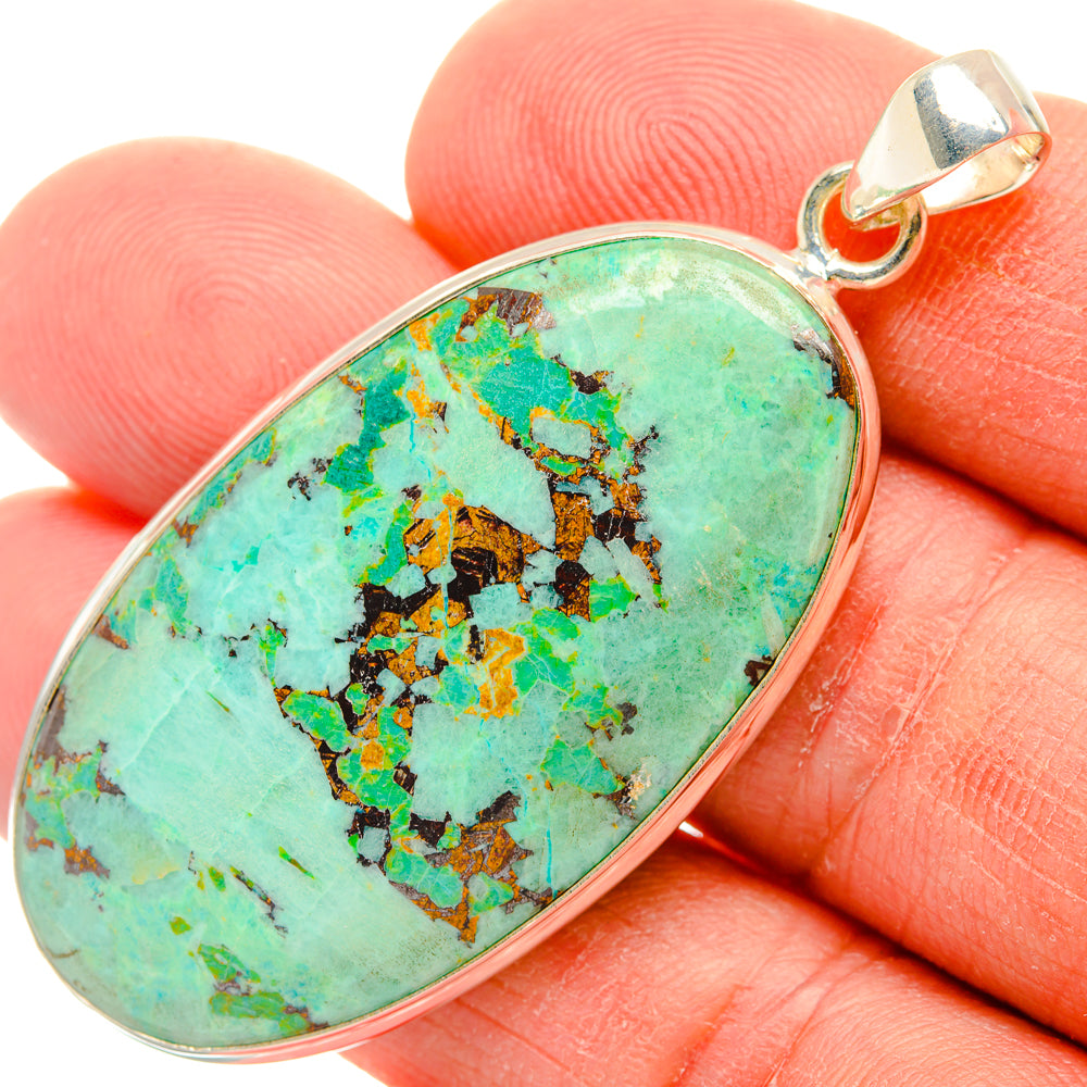 Peruvian Chrysocolla Pendants handcrafted by Ana Silver Co - PD28434