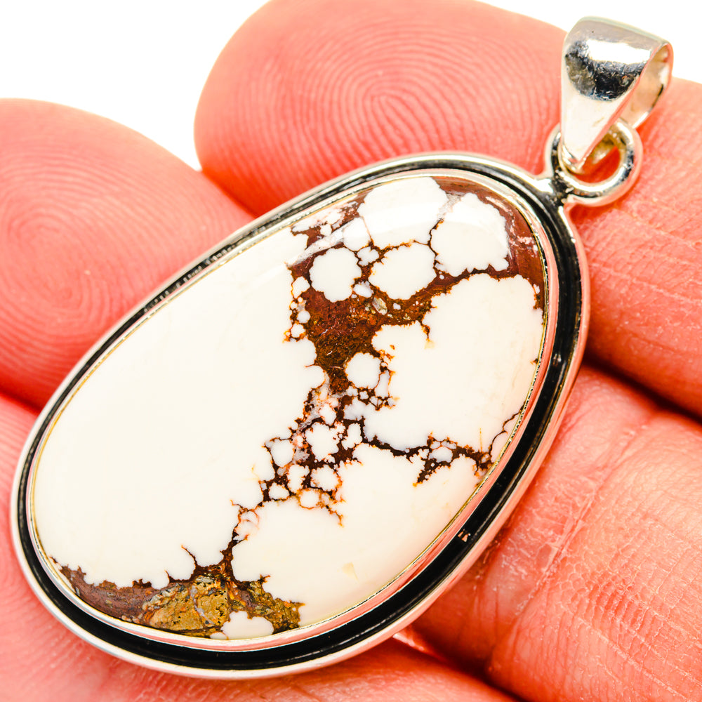 Oval wild horse jasper pendant in sterling silver with brown veining and round bail