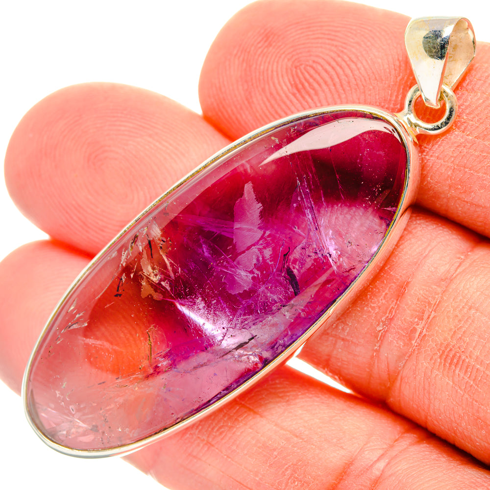 Sterling silver ametrine pendant with teardrop gemstone in pink and purple tones