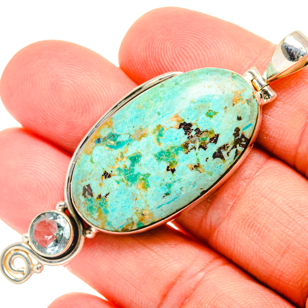 Peruvian Chrysocolla Pendants handcrafted by Ana Silver Co - PD28473