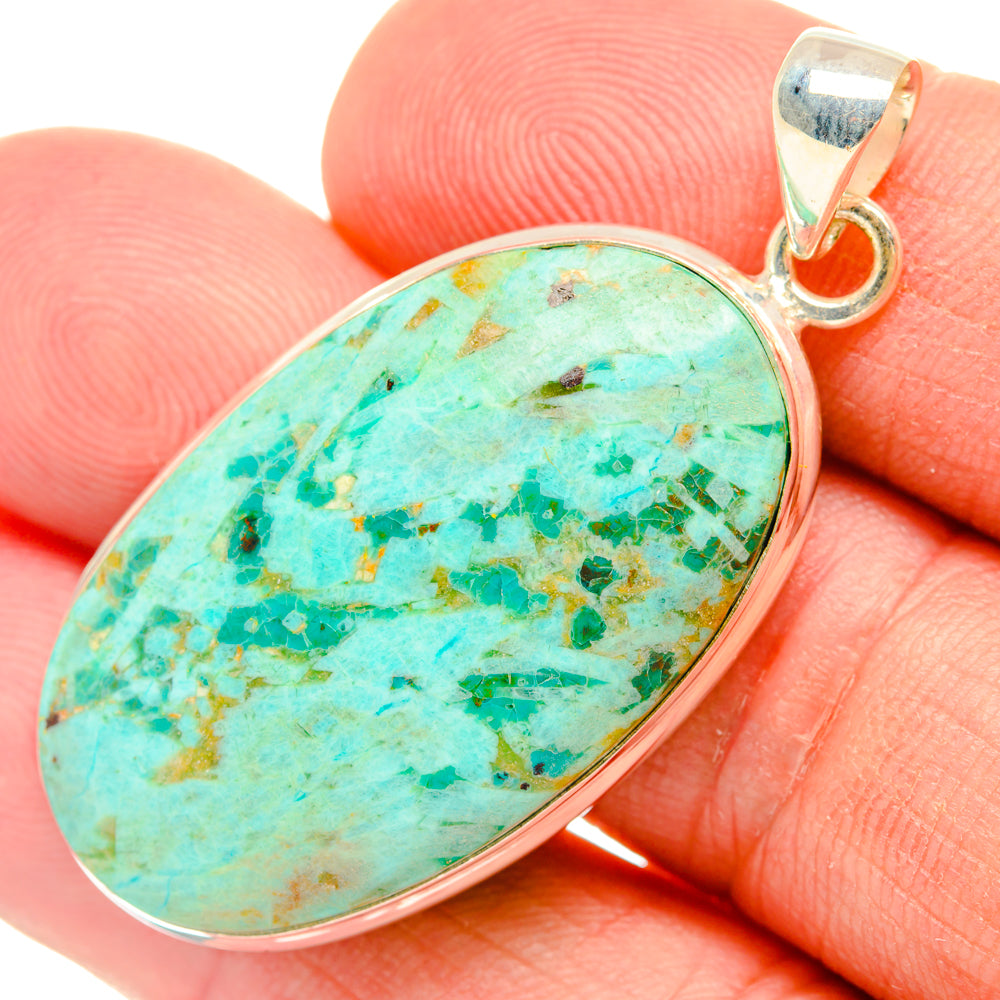 Peruvian Chrysocolla Pendants handcrafted by Ana Silver Co - PD28476