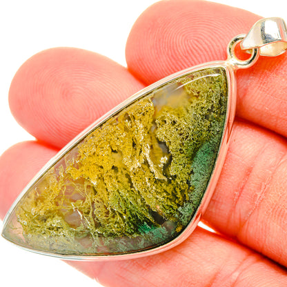 Green Moss Agate Pendants handcrafted by Ana Silver Co - PD28516