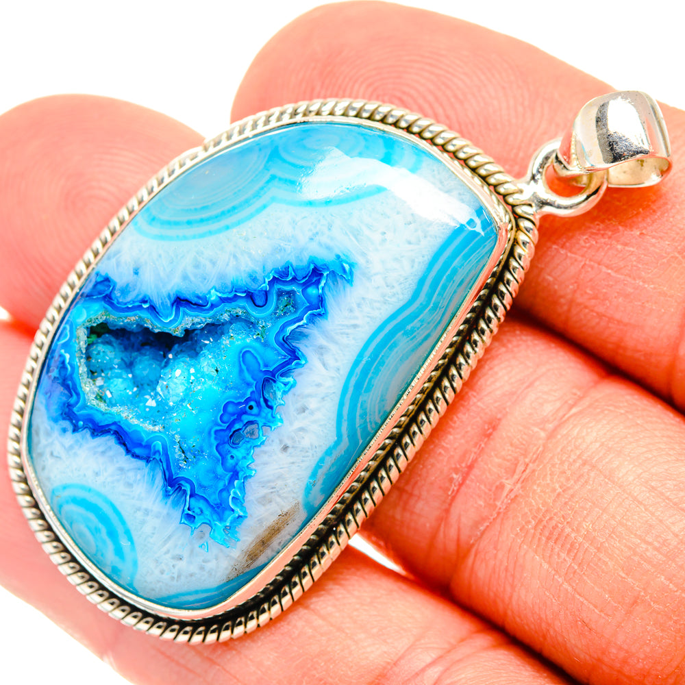 Blue Window Agate Pendants handcrafted by Ana Silver Co - PD28522