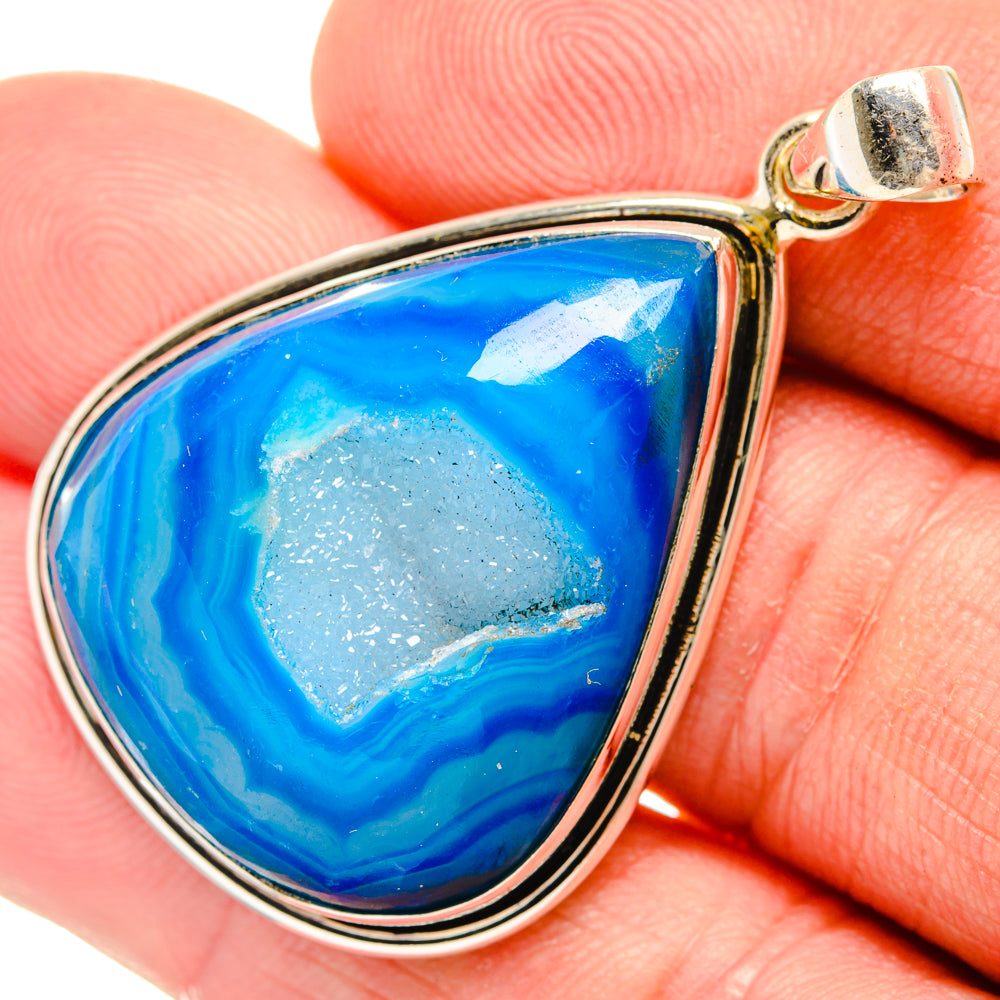 Blue Geode Druzy Pendants handcrafted by Ana Silver Co - PD28612