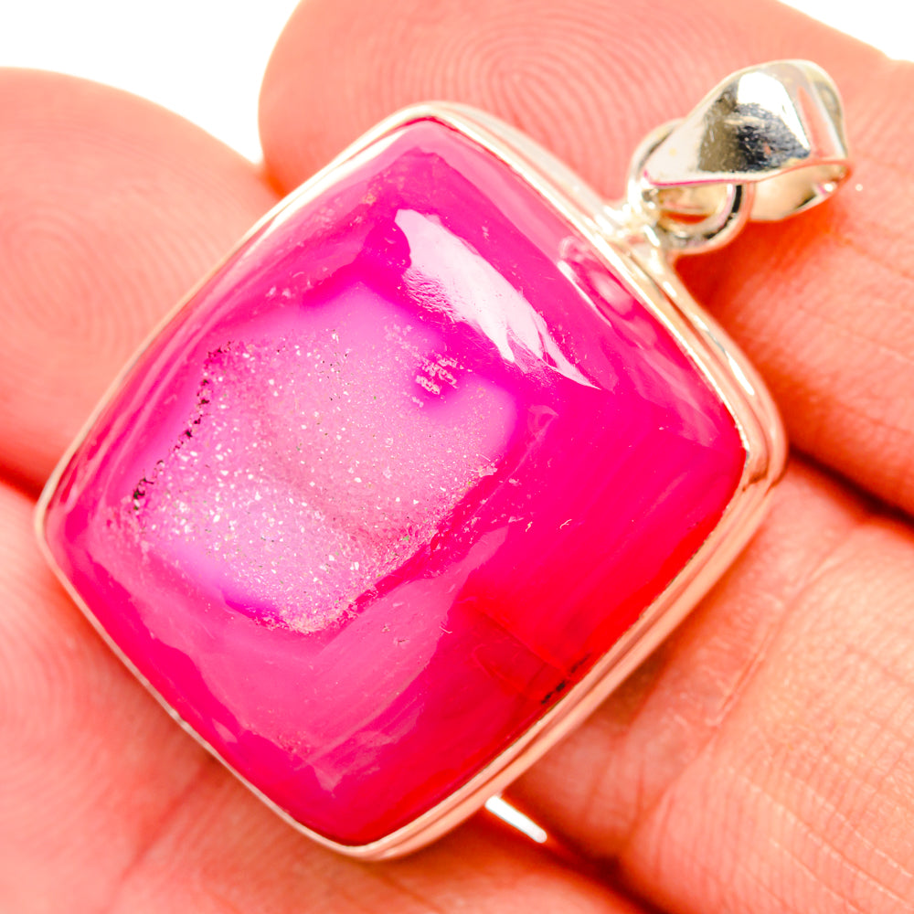 Pink Geode Druzy Pendants handcrafted by Ana Silver Co - PD28613