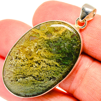 Green Moss Agate Pendants handcrafted by Ana Silver Co - PD28618