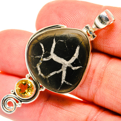 Septarian Geode, Citrine Pendants handcrafted by Ana Silver Co - PD28632
