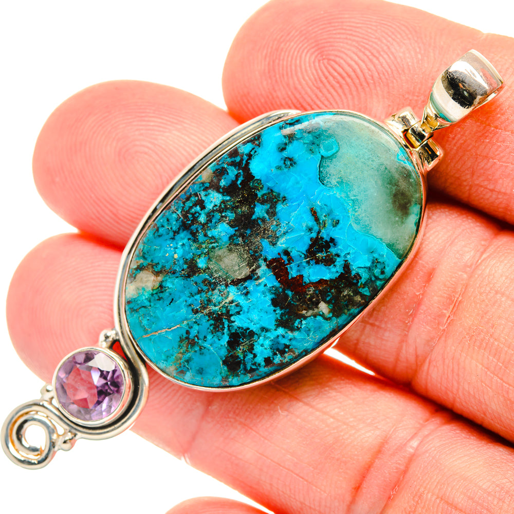 Shattuckite, Amethyst Pendants handcrafted by Ana Silver Co - PD28634