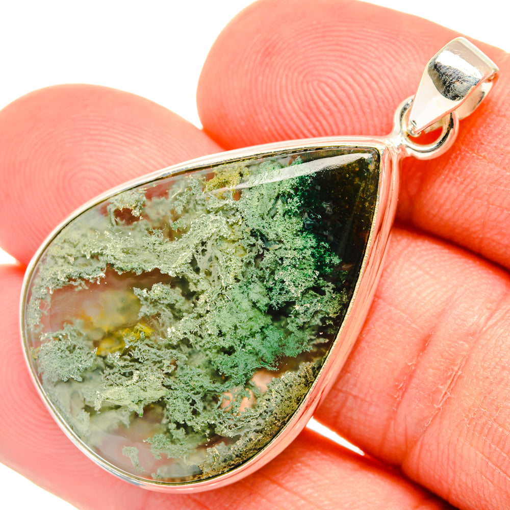 Green Moss Agate Pendants handcrafted by Ana Silver Co - PD28677