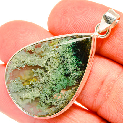 Green Moss Agate Pendants handcrafted by Ana Silver Co - PD28677
