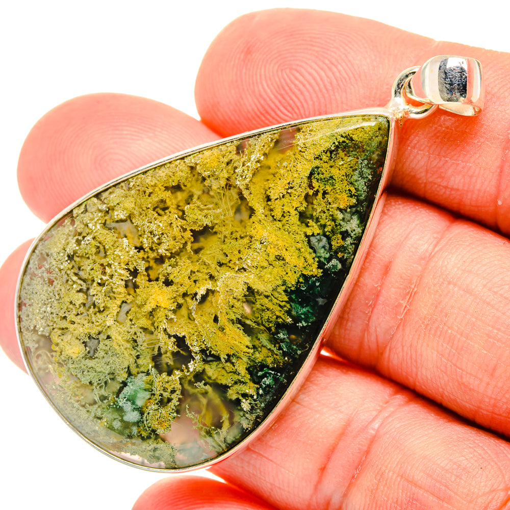 Green Moss Agate Pendants handcrafted by Ana Silver Co - PD28682