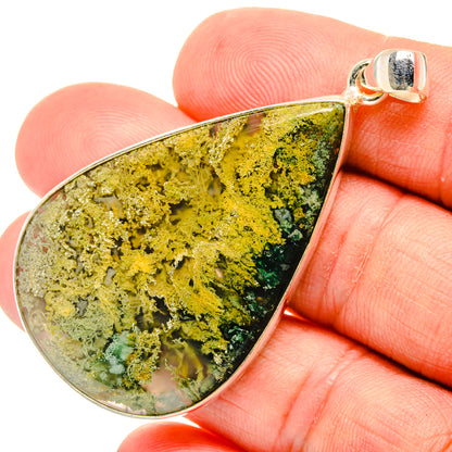 Green Moss Agate Pendants handcrafted by Ana Silver Co - PD28682