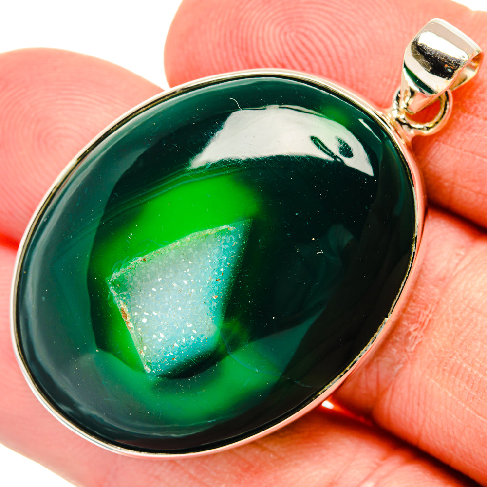 Green Geode Druzy Pendants handcrafted by Ana Silver Co - PD28712
