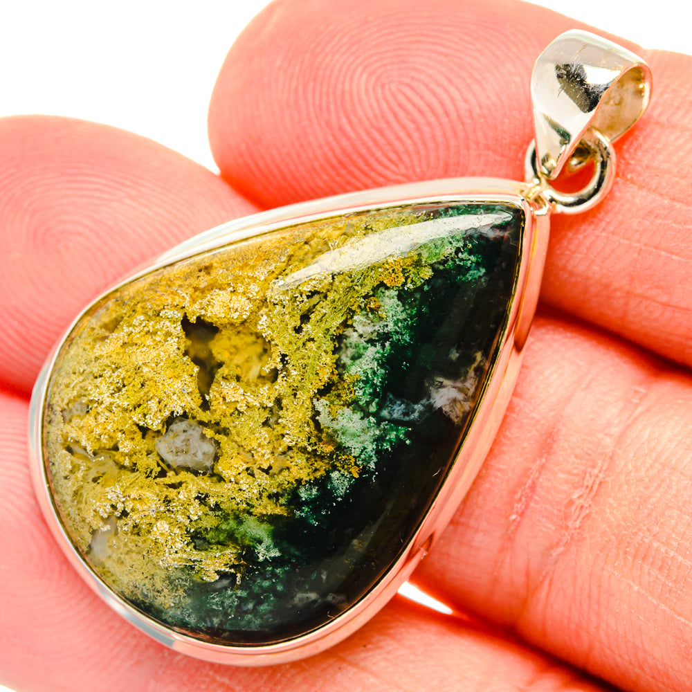 Green Moss Agate Pendants handcrafted by Ana Silver Co - PD28720