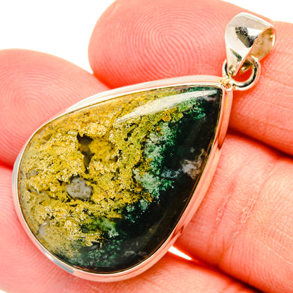 Green Moss Agate Pendants handcrafted by Ana Silver Co - PD28720