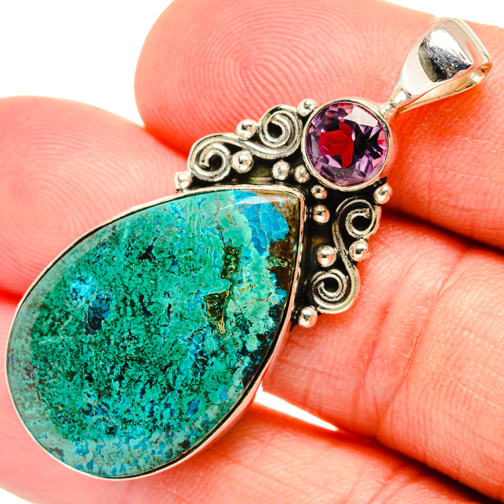 Peruvian Chrysocolla Pendants handcrafted by Ana Silver Co - PD28836