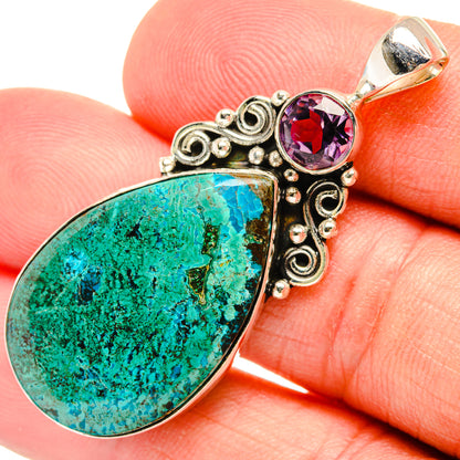 Peruvian Chrysocolla Pendants handcrafted by Ana Silver Co - PD28836