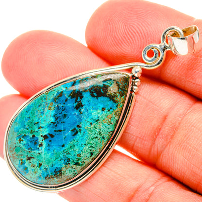 Peruvian Chrysocolla Pendants handcrafted by Ana Silver Co - PD28837