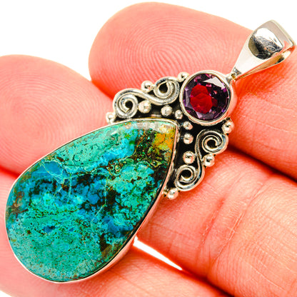 Peruvian Chrysocolla Pendants handcrafted by Ana Silver Co - PD28842
