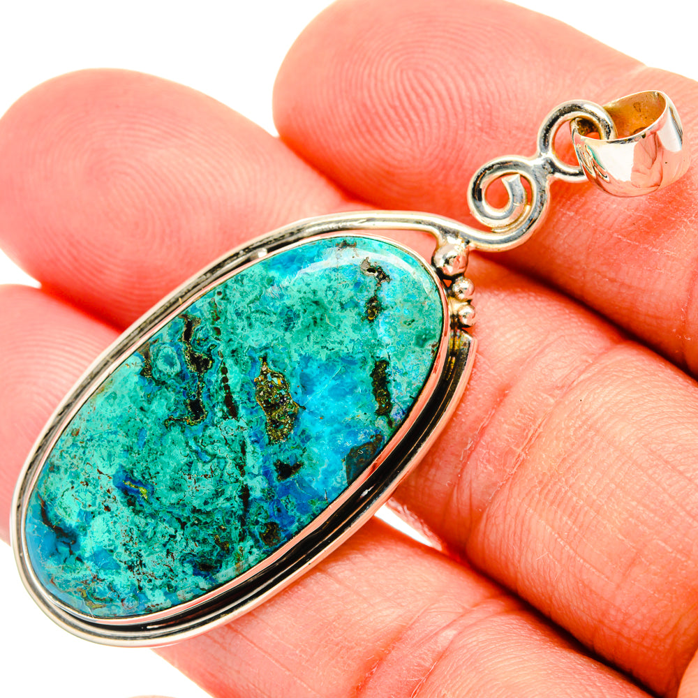 Peruvian Chrysocolla Pendants handcrafted by Ana Silver Co - PD28845