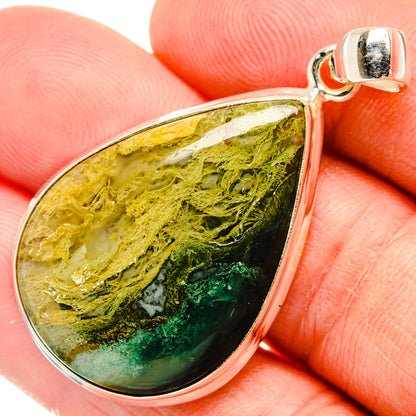 Green Moss Agate Pendants handcrafted by Ana Silver Co - PD28854
