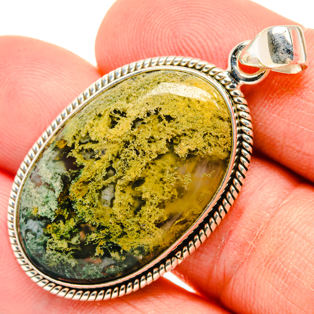 Green Moss Agate Pendants handcrafted by Ana Silver Co - PD28860