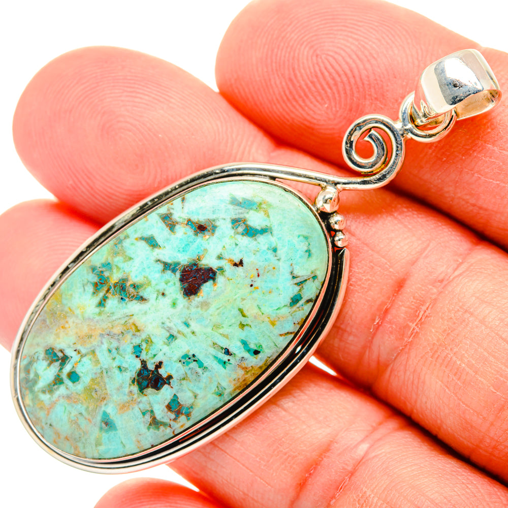 Peruvian Chrysocolla Pendants handcrafted by Ana Silver Co - PD28880