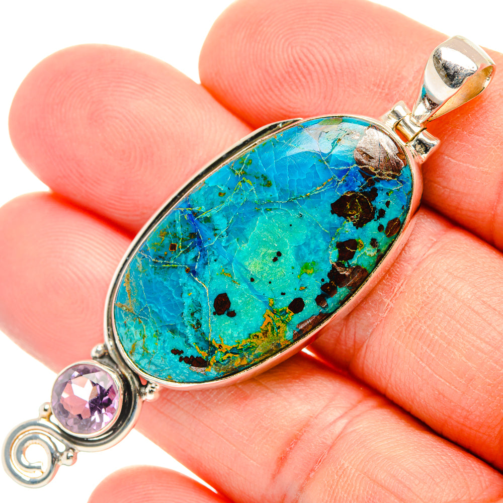 Peruvian Chrysocolla Pendants handcrafted by Ana Silver Co - PD28889