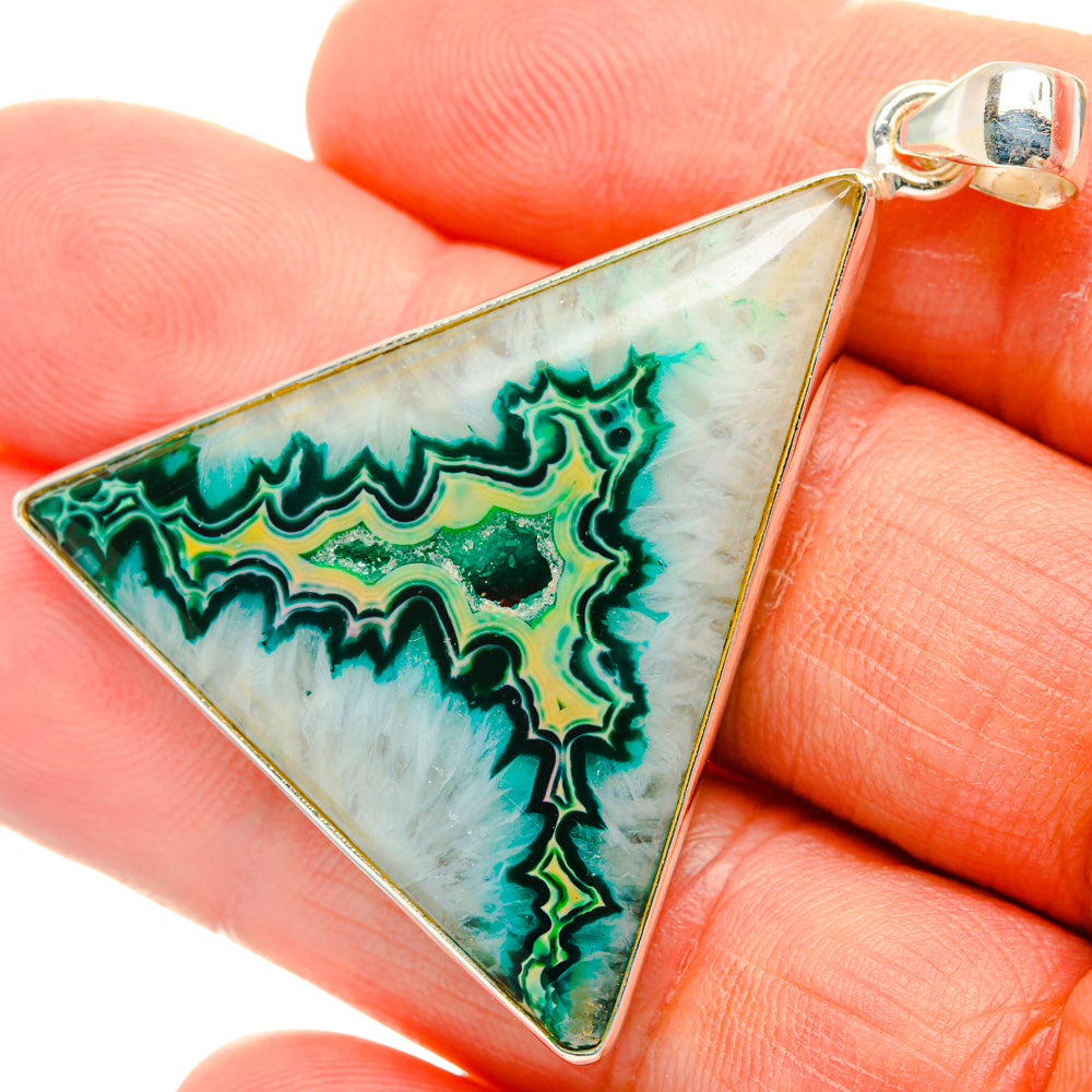 Green Geode Slice Pendants handcrafted by Ana Silver Co - PD28895
