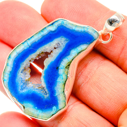 Blue Geode Slice Pendants handcrafted by Ana Silver Co - PD28957
