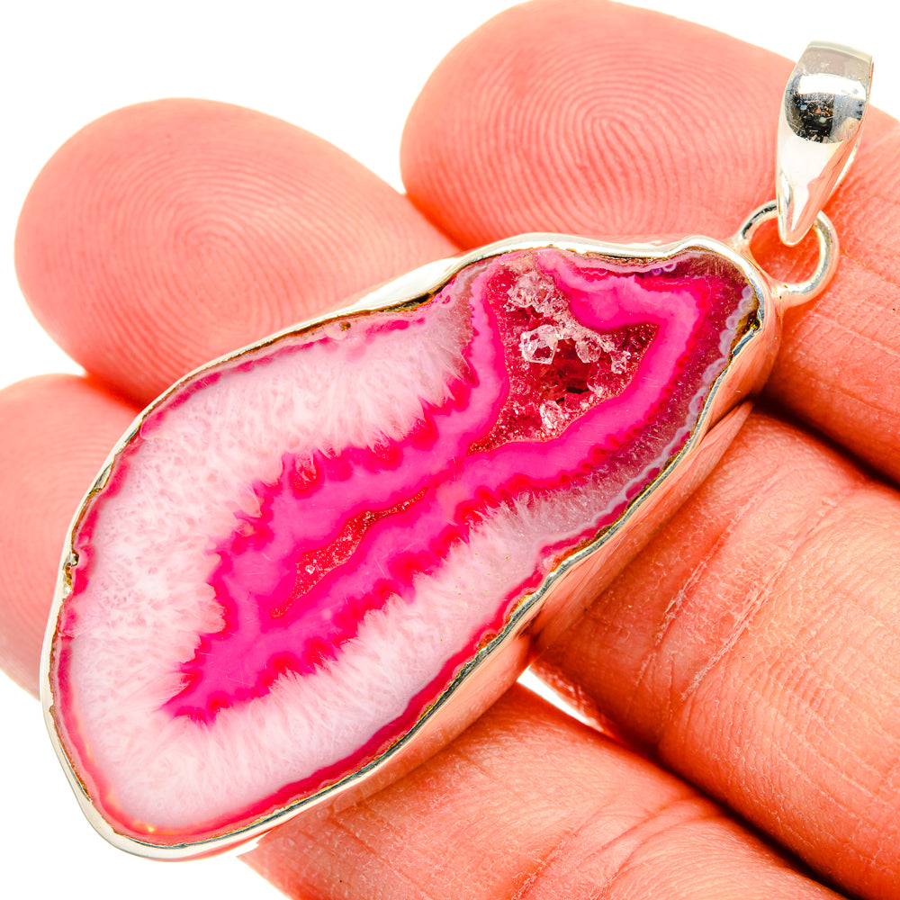 Pink Geode Slice Pendants handcrafted by Ana Silver Co - PD28960