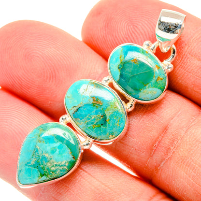 Peruvian Chrysocolla Pendants handcrafted by Ana Silver Co - PD28966