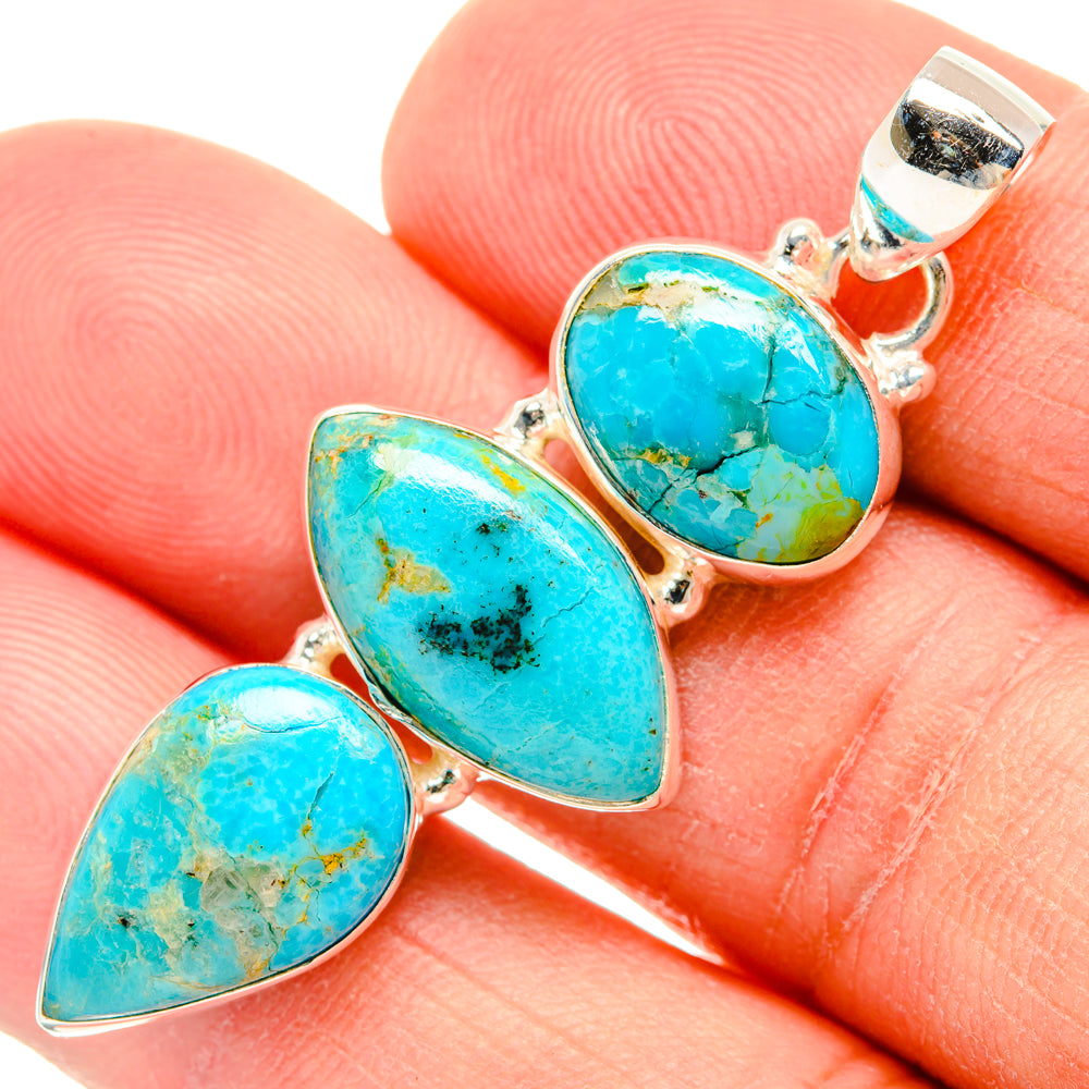 Peruvian Chrysocolla Pendants handcrafted by Ana Silver Co - PD28967